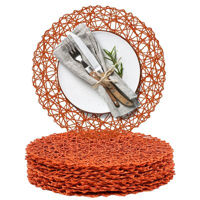 15'' Paper Braided Round Placemats Natural Non-Slip Heat Res