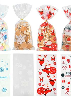 50Pcs Christmas Gift Bag Transparent Plastic Bags For Xmas H