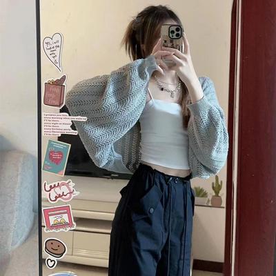 CyNi Cynismo夏季薄款针织罩衫镂空宽松慵懒复古风防晒外搭披肩女
