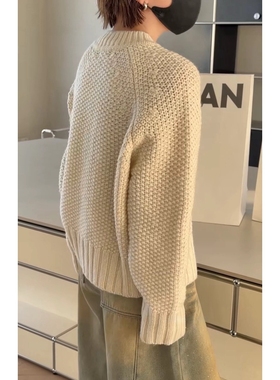 现货诗歌兰H12603温柔复古休闲粗线圆领厚实毛衣2025冬季女装新款