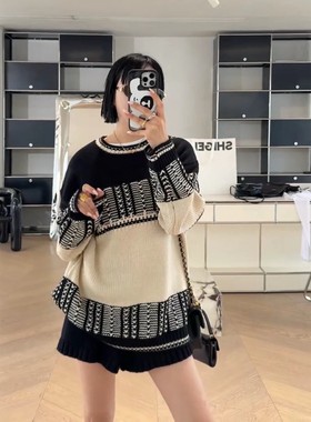 秒发诗歌兰70163温柔简约设计感斜纹圆领休闲毛衣女新款2025秋季