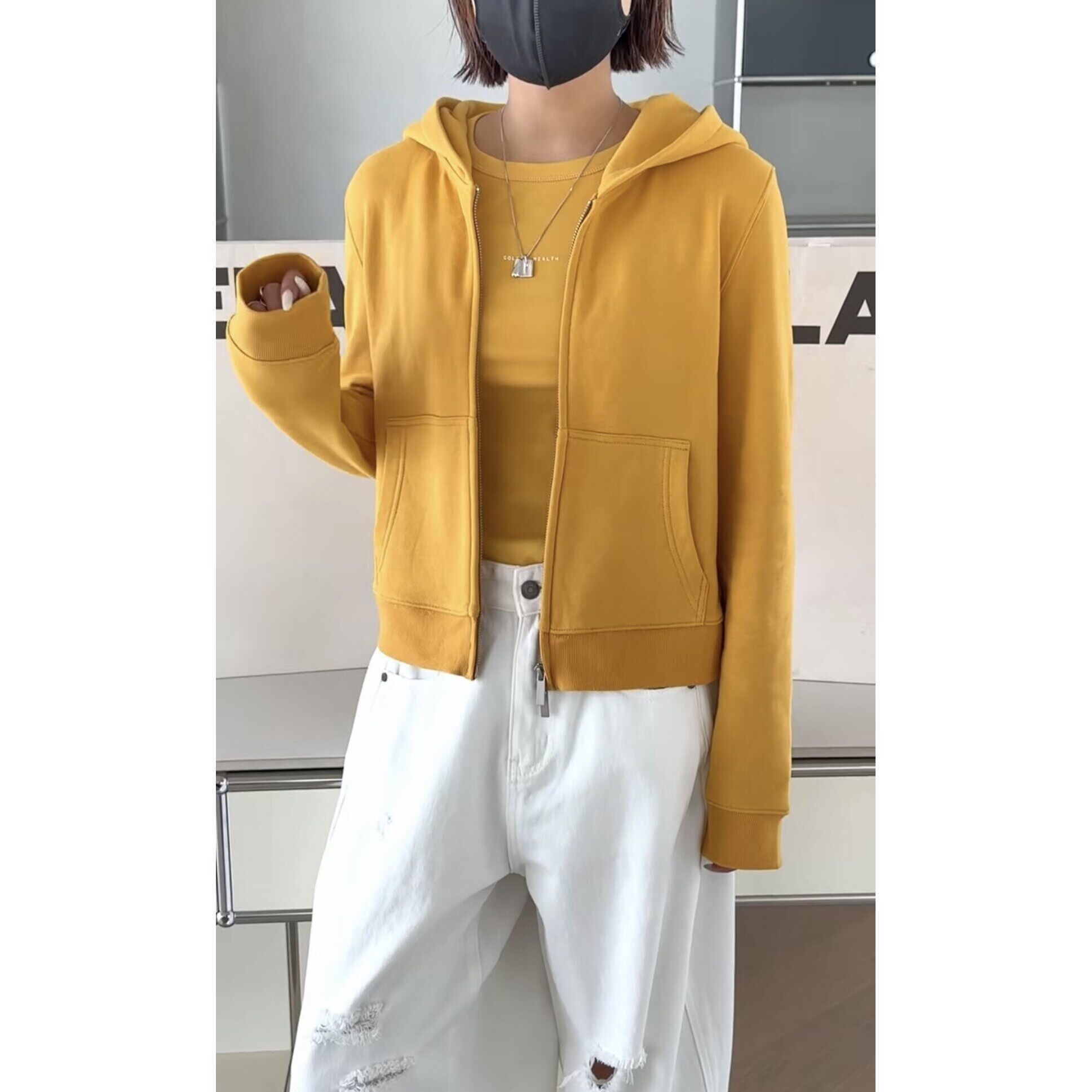 主推诗歌兰04261女装2026春款时尚气质百搭宽松休闲连帽拉链卫衣