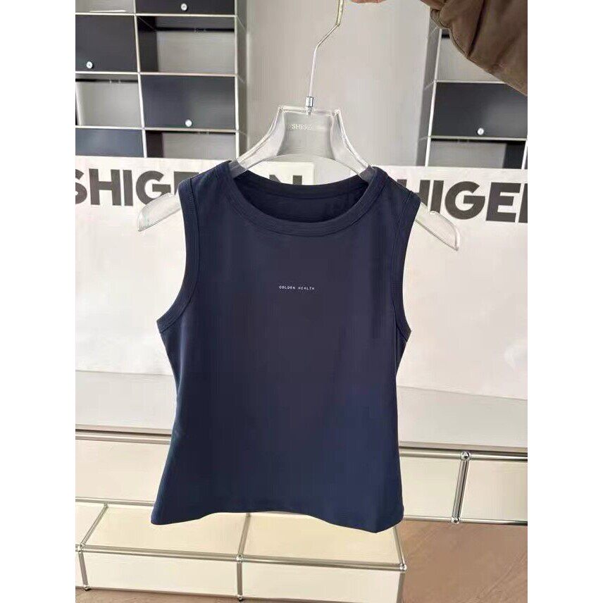 主推诗歌兰04275女装2026春款新款时尚百搭白色圆领无袖背心女