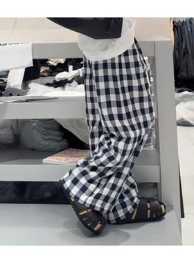 秒发诗歌兰58350时尚经典蓝色松紧腰阔腿防晒休闲裤2026早春女装