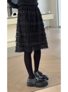 现货主推诗歌兰H80300小众优雅时髦松紧腰蛋糕裙女2025冬季新款