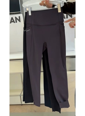 秒发诗歌兰16580运动百搭简约腹字母口袋薄绒瑜伽裤女2025秋冬新