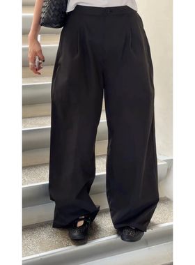 秒发诗歌兰58368极简设计感百搭后松紧腰阔腿裤休闲裤26早春女装