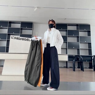 热卖诗歌兰2636春季2026新款时尚弯刀休闲裤松紧工装百搭裤子女潮