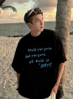 重磅 Asrts新款小众潮牌美式夏季纯棉宽松男士情侣半袖短袖T恤ins