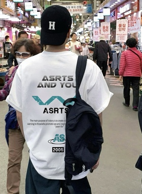 重磅 Asrts新款小众潮牌美式夏季纯棉宽松男士情侣半袖短袖T恤ins