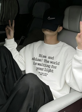 正品 Asrts高级感小众潮牌美式宽松情侣重磅加绒加厚圆领卫衣男士