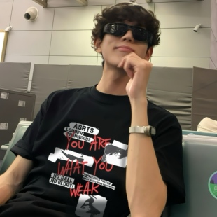 夏季 小众潮牌美式 纯棉宽松男士 情侣半袖 T恤ins 重磅 短袖 Asrts新款