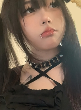 原宿暗黑Lolita赛博朋克哥特铆钉项圈choker脖圈项链JK颈链配饰酷