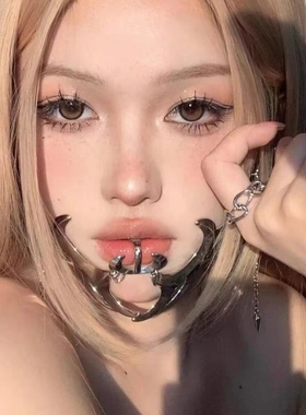 机械血刃面罩朋克风异形流体唇环面饰万圣节舞会聚会Paty面具