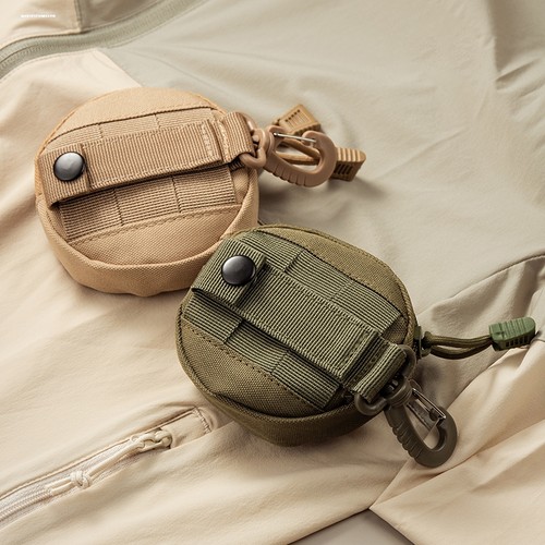 帆布蓝牙耳机包双口袋迷你零钱包钥匙包弹弓钢珠包可穿皮带小腰包