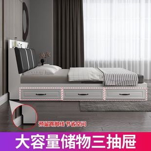 床实木1.8米双人床1.2米现代公主床单人床出租屋床1.5m家用