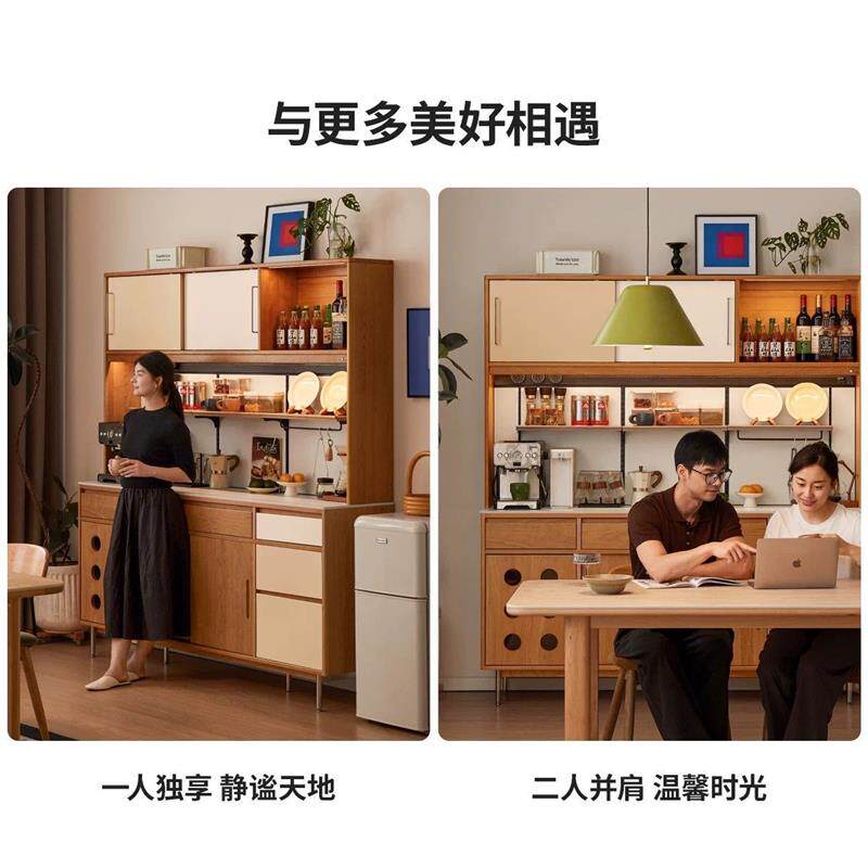 实木餐边柜餐厅收纳柜樱桃木橱柜家用储物柜子T07QQ4804