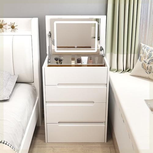 实木床头梳妆台小户型卧室现代简约迷你翻盖床头柜化妆桌一体妆台
