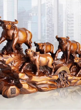 中式高端五牛招财牛气冲