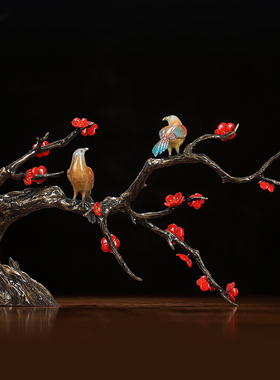 全铜喜鹊中式结婚摆件喜