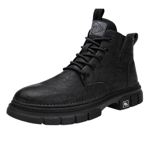HLA/海澜之家男鞋新品春季经典百搭工装靴时尚高帮潮流马丁靴舒适