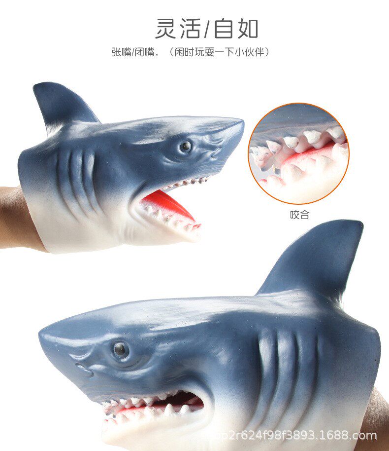 공룡 손 인형 동물 장갑 재미있는 대화형 입 열기 부드러운 고무 삼각형 티라노사우루스 렉스 상어 머리 팔 손가락 인형