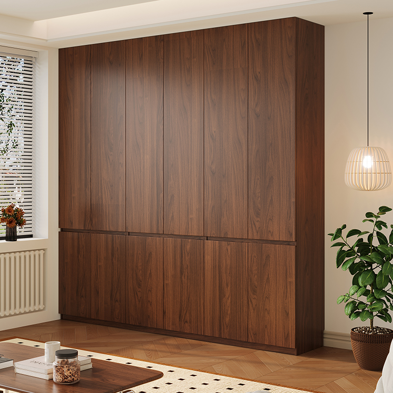 定制橡木书柜一体胡桃全实木客厅靠墙平开门置物柜整墙储物柜书架