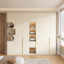 定制橡木全实木衣柜家用卧室新款2025爆款奶油风一门到顶储物衣橱