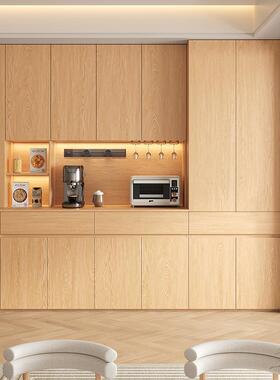 定制全实木餐边柜靠墙一体储物柜橡木高柜简约酒柜茶水柜厨房碗柜