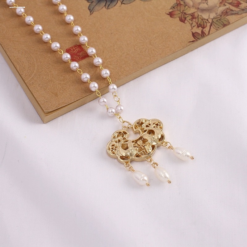 【平安锁】汉服璎珞项链古典项圈长命锁月光石古风男女款铜