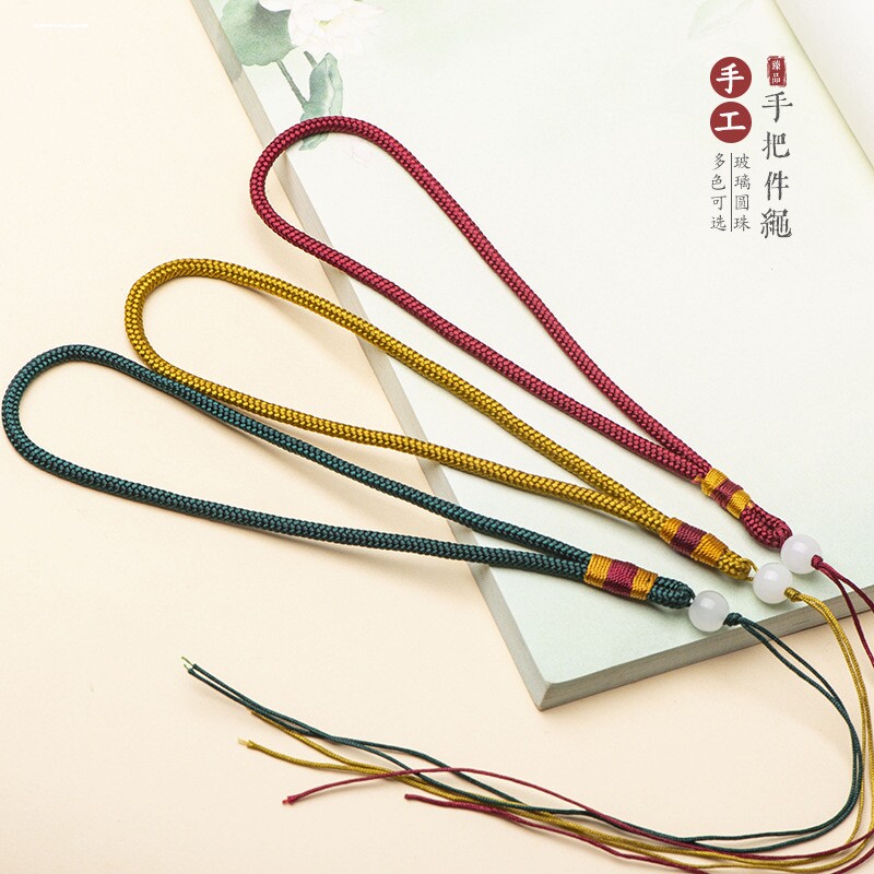 diy文玩玉石挂绳手把件挂件手腕绳吊坠短款手工水瓶水杯手机绳子图片