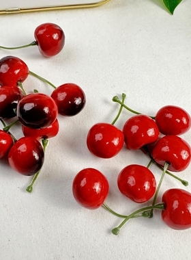 仿真水果樱桃模型泡沫假红车厘子串餐厅果盘装饰淘宝拍照摄影道具