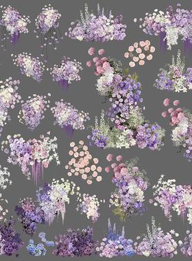 AC-07-07淡紫色花艺【深紫浅紫白紫绿】婚礼设计素材分层源文件