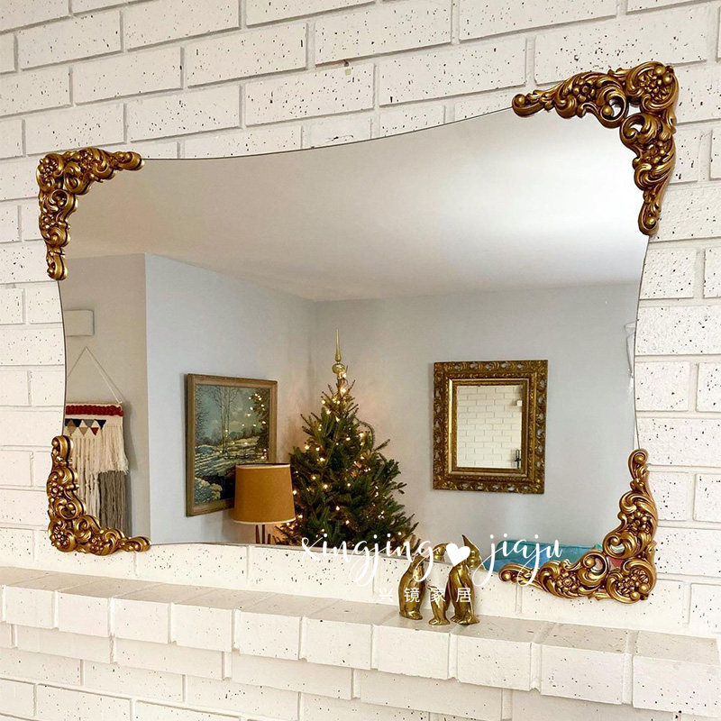 古典雕花服装店美式穿衣镜子法式复古全身镜家用衣帽间欧式落地镜