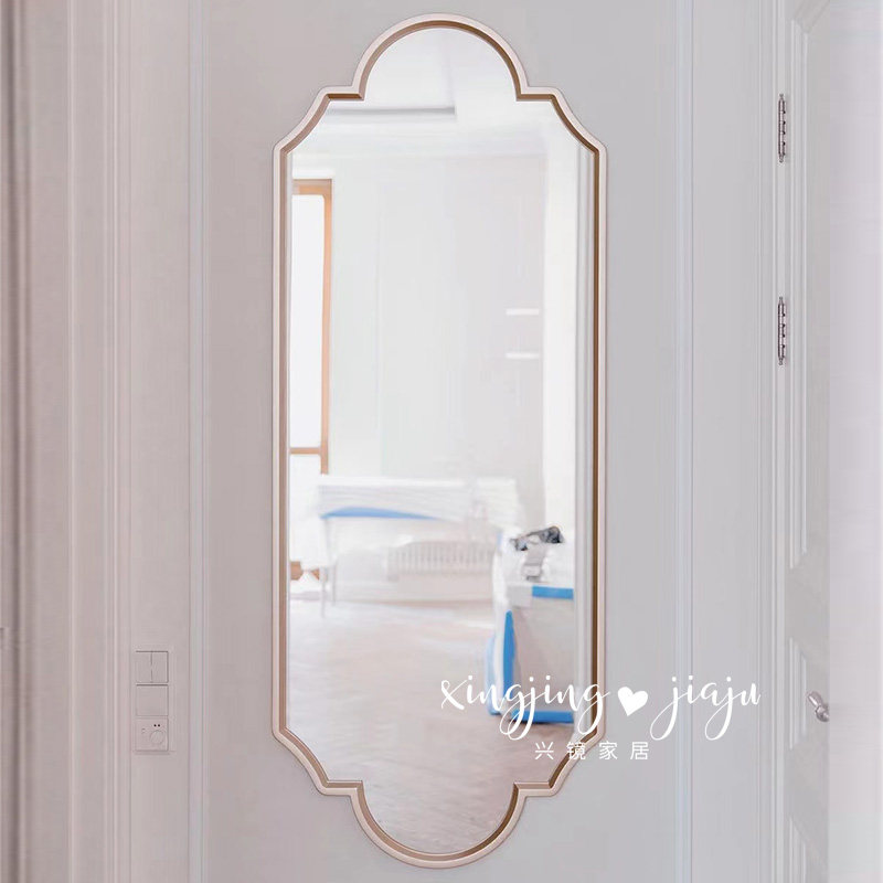 网红靠墙壁挂镜欧式复古大镜子立式全身穿衣镜服装店卧室试衣镜