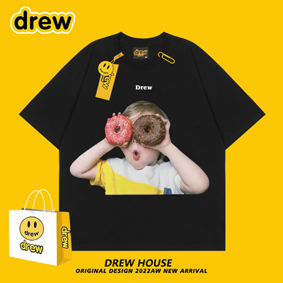 Drew笑脸甜甜圈男孩Lisa同款T恤百搭宽松休闲情侣装男女同款短袖