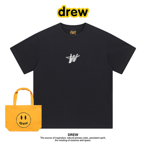 Drew美式潮牌W字母小众设计感简约风情侣装纯棉短袖T恤情侣上衣