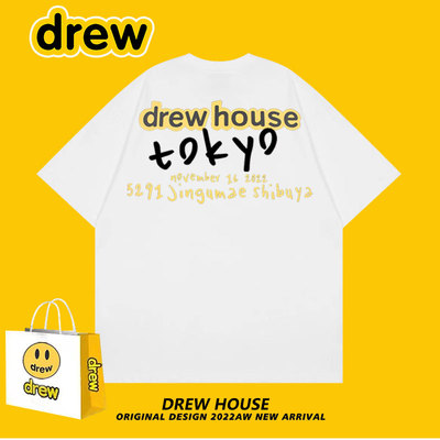 Drew笑脸日本东京快闪限定美式潮牌男女宽松夏季情侣同款短袖T恤