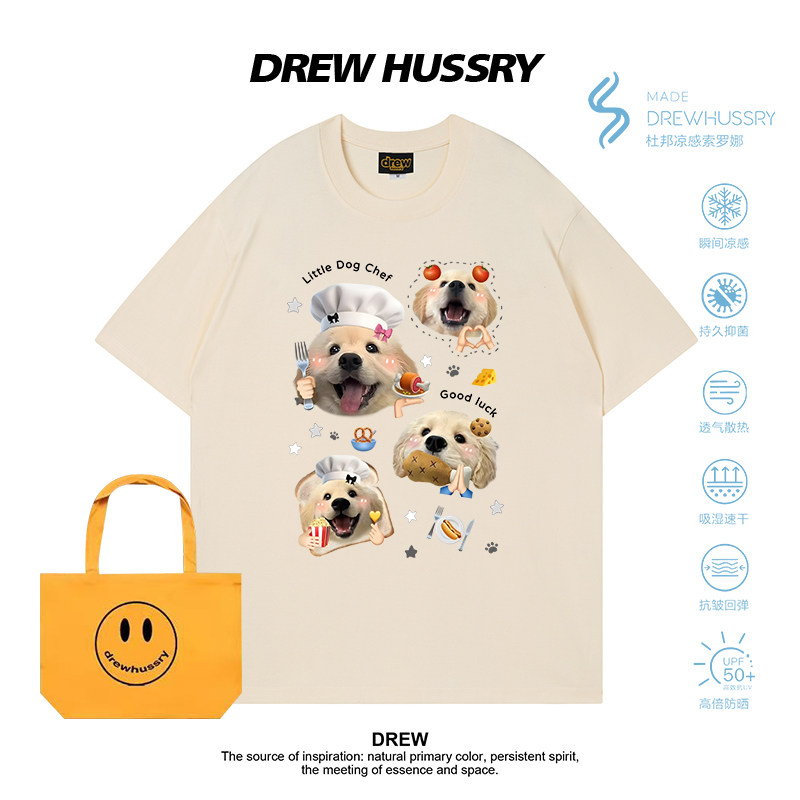 Drew美式潮牌可爱风狗狗印花短袖T恤男女同款宽松百搭情侣上衣ins,女装/女士精品,T恤,淘宝优惠券,粉丝福利购,淘宝优惠卷