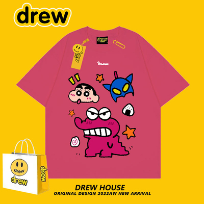 Drew小新怪兽可爱趣味短袖男女同款美式重磅纯棉潮流百搭夏季半袖