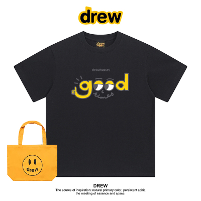 Drew美式潮牌good字母夏季印花休闲纯棉短袖T恤百搭宽松情侣上衣