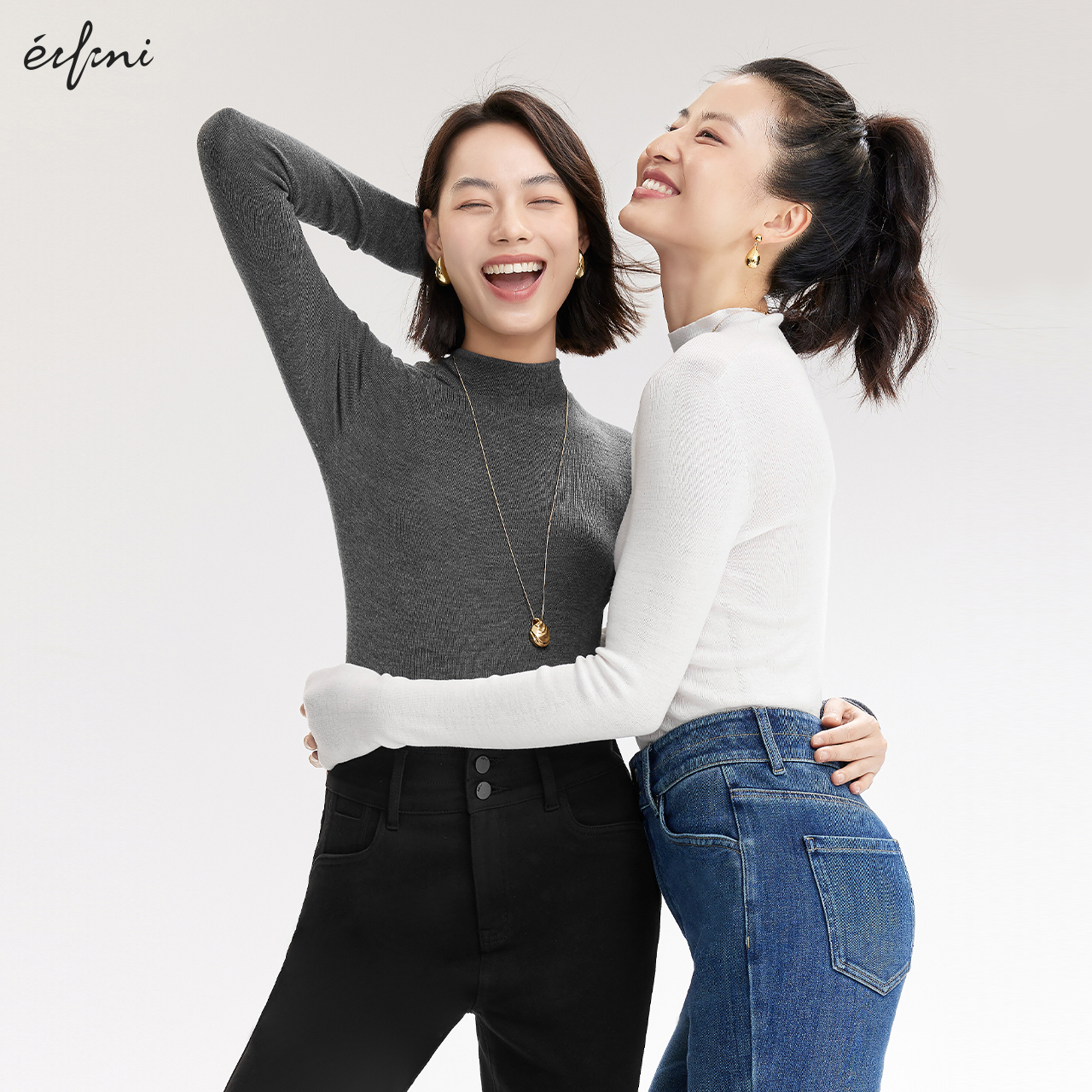 【可机洗】伊芙丽outlets店100%美丽诺绵羊毛毛衫针织衫打底衫女