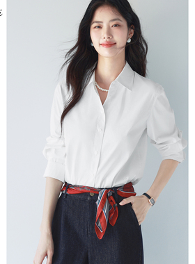 伊芙丽outlets店淡人防透宽松版通勤基础百搭白衬衫春夏小上衣女
