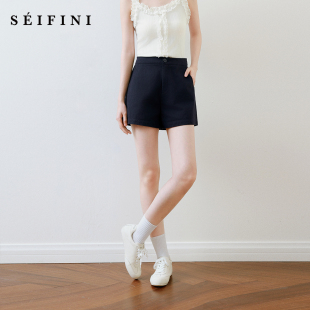 设计感百搭包容廓形休闲裤 高腰显瘦时尚 2025春新款 诗凡黎白色短裤