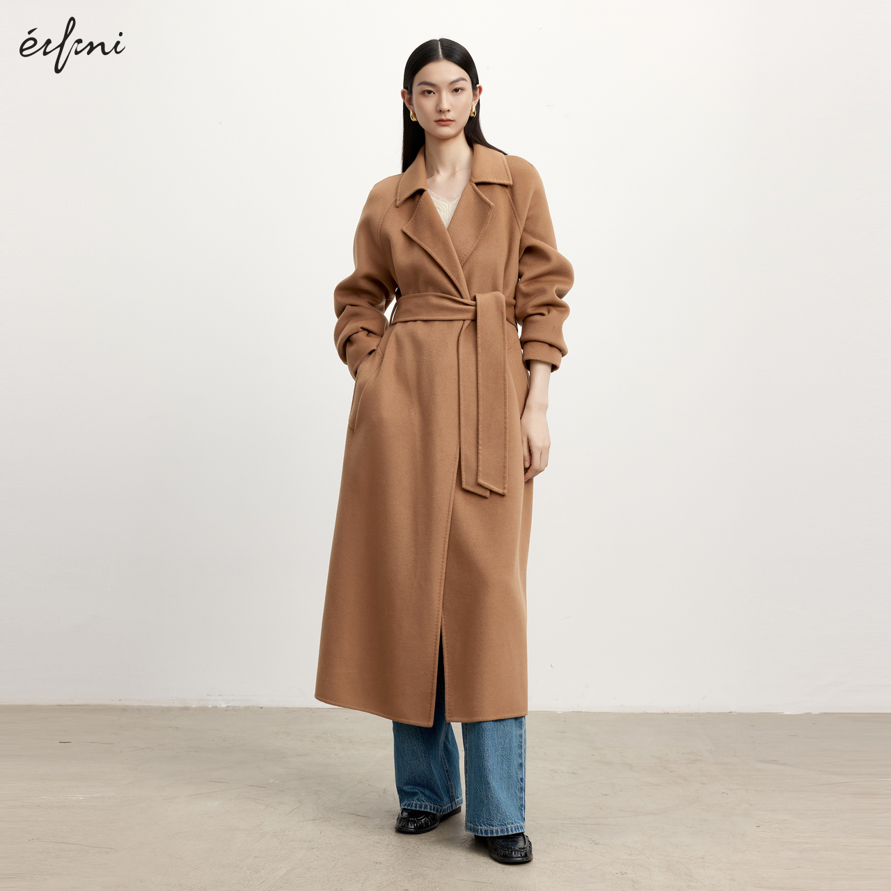 伊芙丽outlets店高智静奢双面羊绒羊毛大衣秋冬长款毛呢外套女