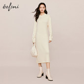 伊芙丽可机洗基础百搭羊毛加厚保暖长款 内搭针织连衣裙女秋冬裙子