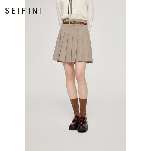 诗凡黎学院风双腰头格纹半身裙春夏高腰A字短裙女伊芙丽outlets店