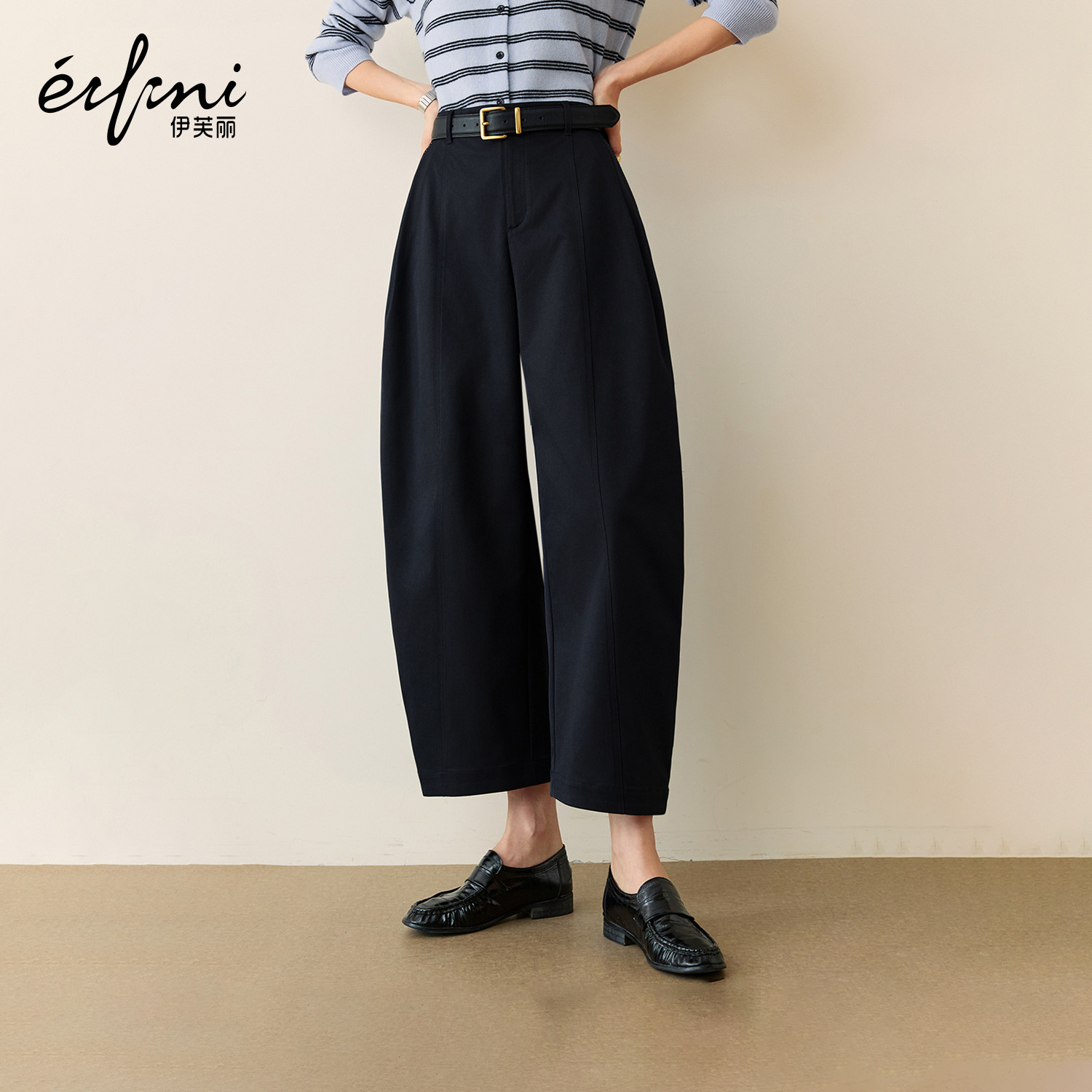 蒋欣代言伊芙丽时髦宽松微阔腿棉感气球休闲裤女2025秋季新款通勤,女装/女士精品,休闲裤,淘宝优惠券,粉丝福利购,淘宝优惠卷