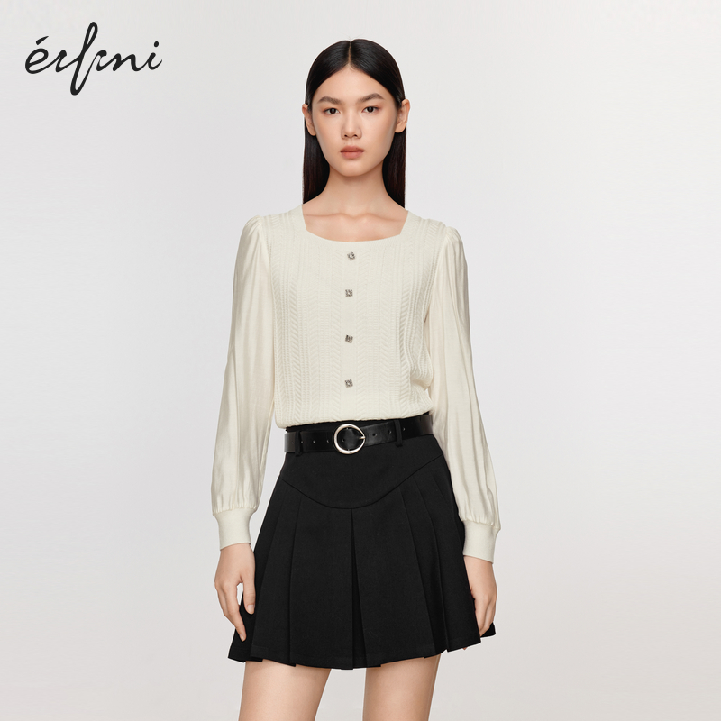 【商场同款】伊芙丽白色百搭休闲毛针织衫冬季1EA132901