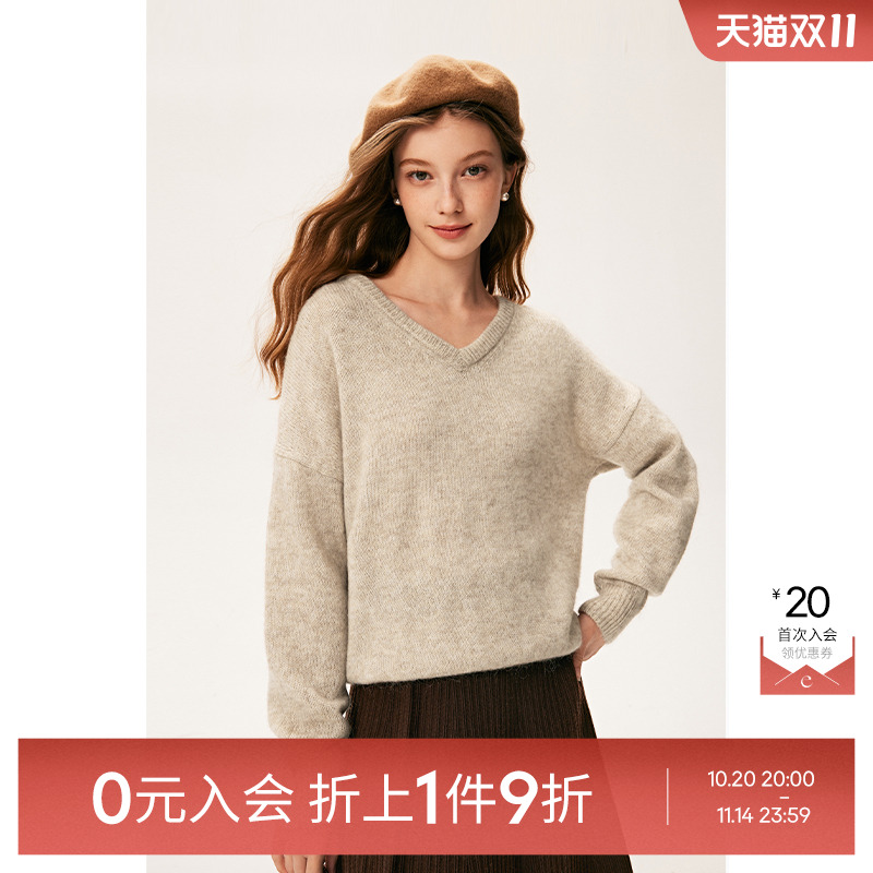 【0元入会1件9折】诗凡黎针织套头衫女7E9133121伊芙丽outlets店